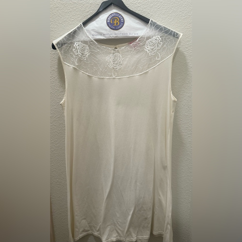 Cotton mid length nightgown with lacy top